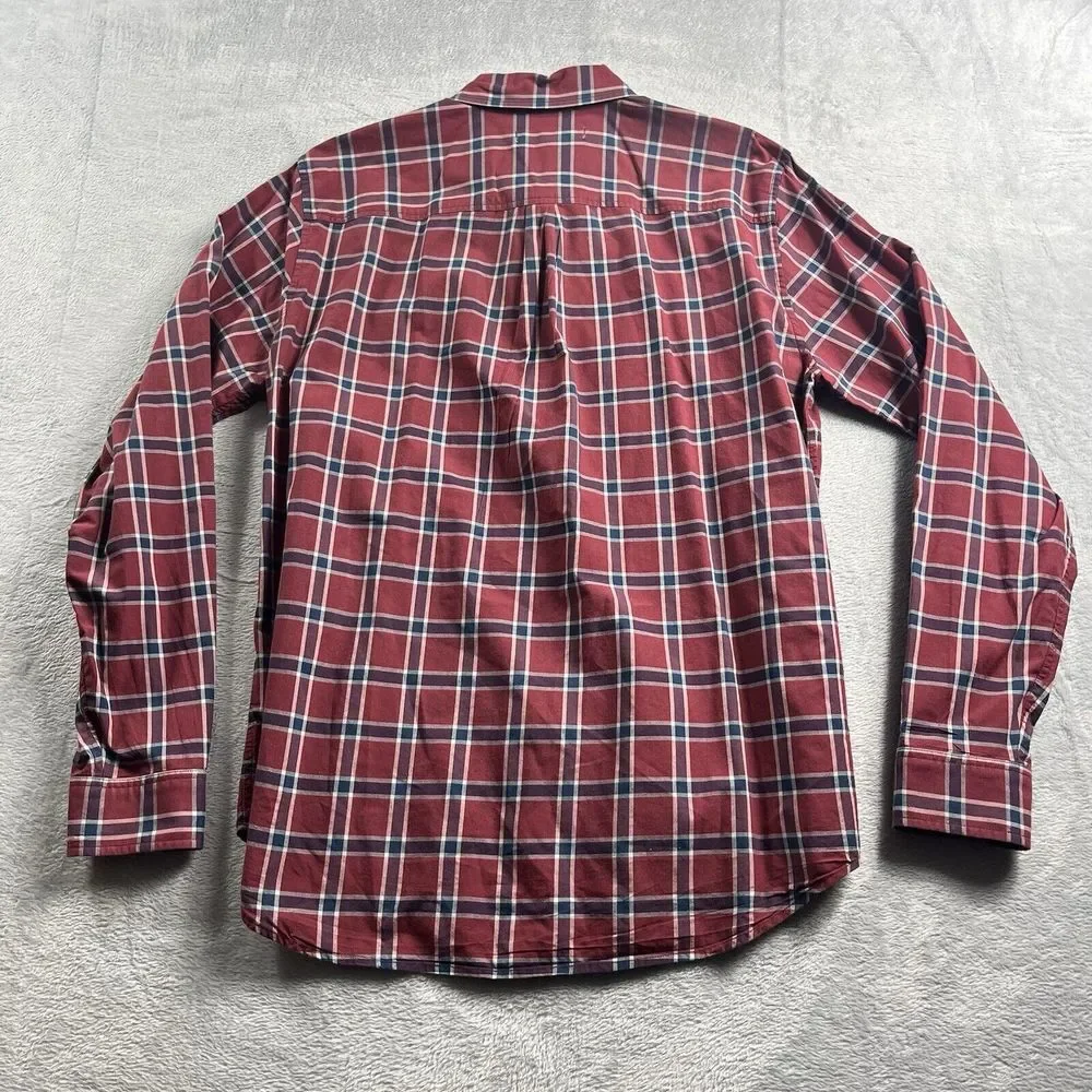 Outerknown Men's Small Red‎ Plaid Long Sleeve Casual Button Up Shirt